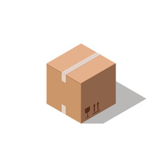 Closed cardboard box isolated on white background.