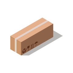 Closed cardboard box isolated on white background.