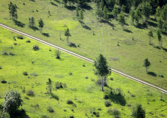 Spring landscape, aerial wiev. Tver, Russia.