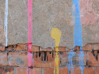 abstract paint drips on concrete wall