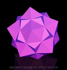 Abstract stereometry: low poly Pink Dodecahedron. EPS 10, vector.