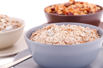 Muesli in the bowls
