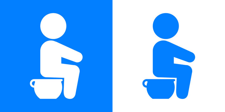 Icono plano beb&eacute; en orinal azul y blanco