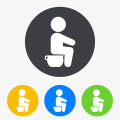 Icono plano bebé en orinal en circulo varios colores