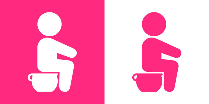 Icono plano beb&eacute; en orinal rosa y blanco