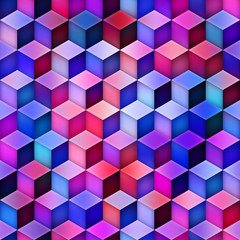Gradient Cubes Tiling. Seamless Multicolor Pattern