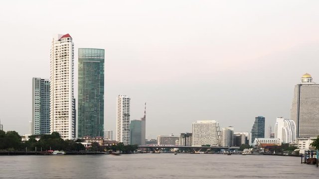 4k Time lapse  Building at day to night Bangkok City