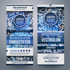 Cartoon doodles winter season banners