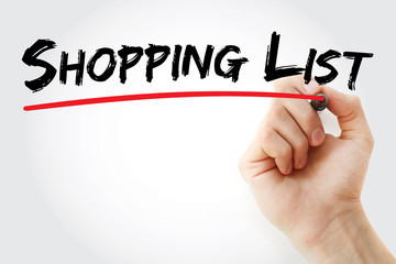 Hand writing Shopping list with marker, concept background