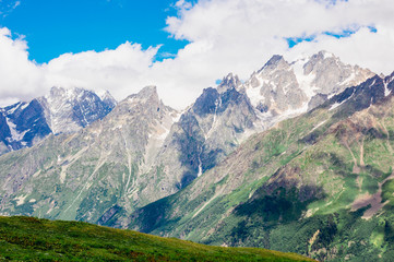 Fototapeta premium Rocky Caucasus Mountains landscape near Mestia in Svaneti, Georgia