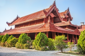 Myanmar, house of Mandalay Royal Palace in Mandalay city.