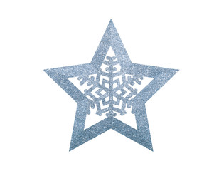 Silver Christmas star isolated on white background