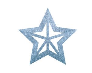 Silver Christmas star isolated on white background