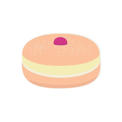 Bun for Hanukkah. The jelly doughnut. Vector illustration.