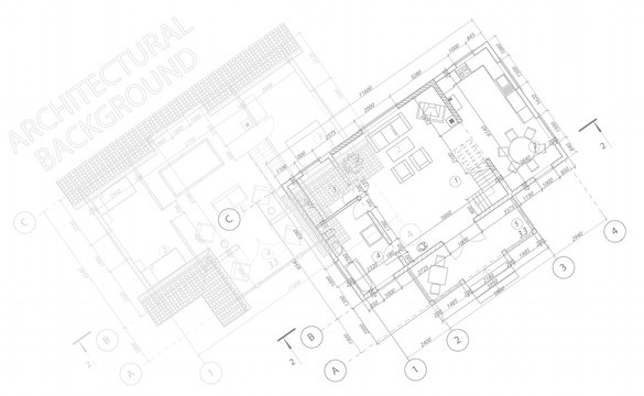 Abstract architectural background. Vector blueprint. Detailed floor plans suburban house.