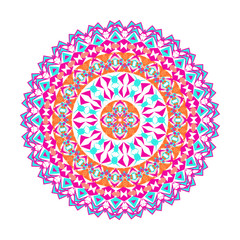 Vector colorful mosaic mandala. Beautiful design element in ethnic style. Indian, tribal, oriental ornament