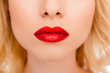 Close up of big sexy woman's red lips