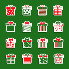 Christmas gift boxes vector icons set