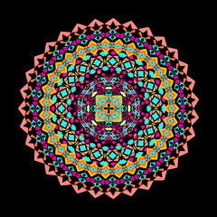 Vector colorful mosaic mandala. Beautiful design element in ethnic style. Indian, tribal, oriental ornament