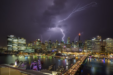 SYDNEY, AUSTRALIA - December 8, 2016 : Thunderstorm of Darling H
