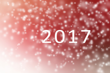 Happy new year 2017 Abstract red and white with snow flakes and
