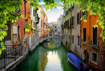 Calm venetian street - obrazy, fototapety, plakaty