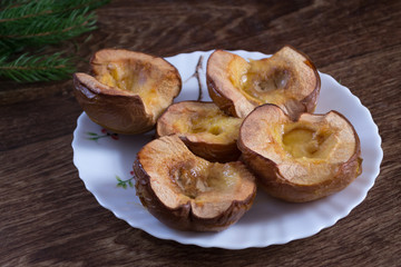 Liver quince on a wooden background