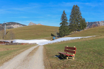 Fototapeta premium Road mountains with snow