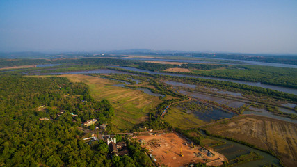 Fototapeta na wymiar landscape of Goa, far from the sea. Aerial