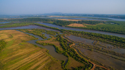 Naklejka premium landscape of Goa, far from the sea. Aerial