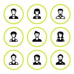 Set round icons of people