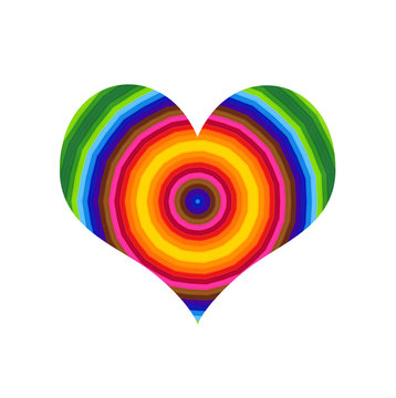 Abstract heart with bright colorful round pattern