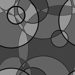 Abstract geometric seamless pattern made of rings, gray vector circle background.