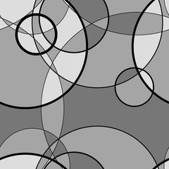 Abstract geometric seamless pattern made of rings, gray vector circle background.