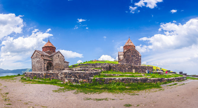 The Sevan temple complex on the peninsula of the Lake Sevan, Armenia.