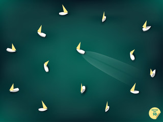 crowd of sailing yacht on Emerald green sea
