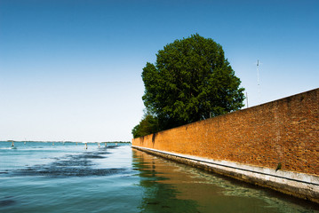 Brick wall at the sea