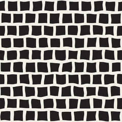 Vector Seamless Black and White Hand Drawn Rectangle Pavement Pattern