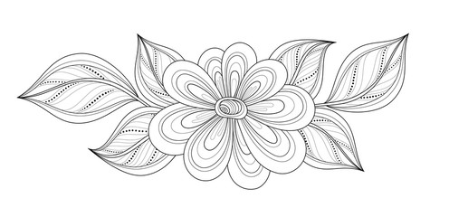 Vector Beautiful Contour Flower