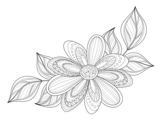 Vector Beautiful Contour Flower