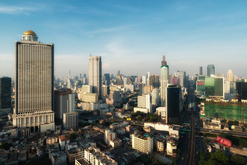 Aerial view of Bangkok modern office buildings in Bangkok city 