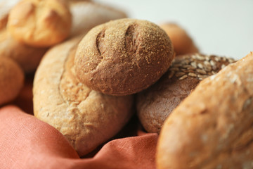 Variety of fresh bread closeup