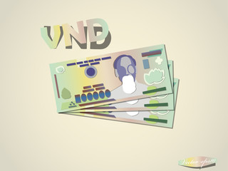 Vietnam dong money paper minimal vector graphic design
