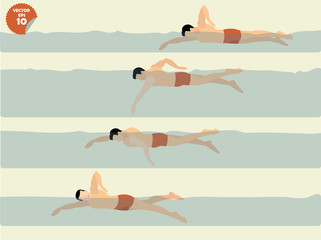 illustration vector of free style swimming, swimming design
