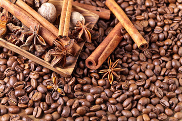 roasted coffee beans with spices