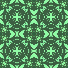 Green Ornamental Seamless Line Pattern. Endless Texture. Oriental Geometric Ornament