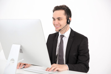 Call center operator in office