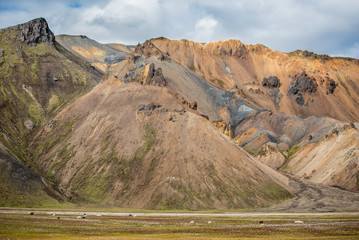 Dramatic multicoloured mountains at Landmannalaugar,Iceland