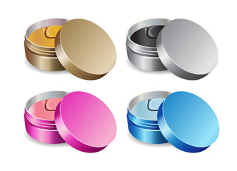 Vector illustration of realistic eye gel patches containers on white background