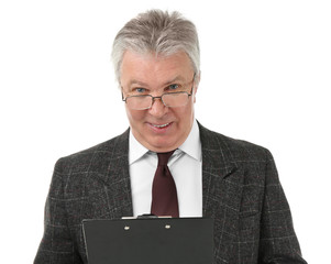 Senior businessman on white background
